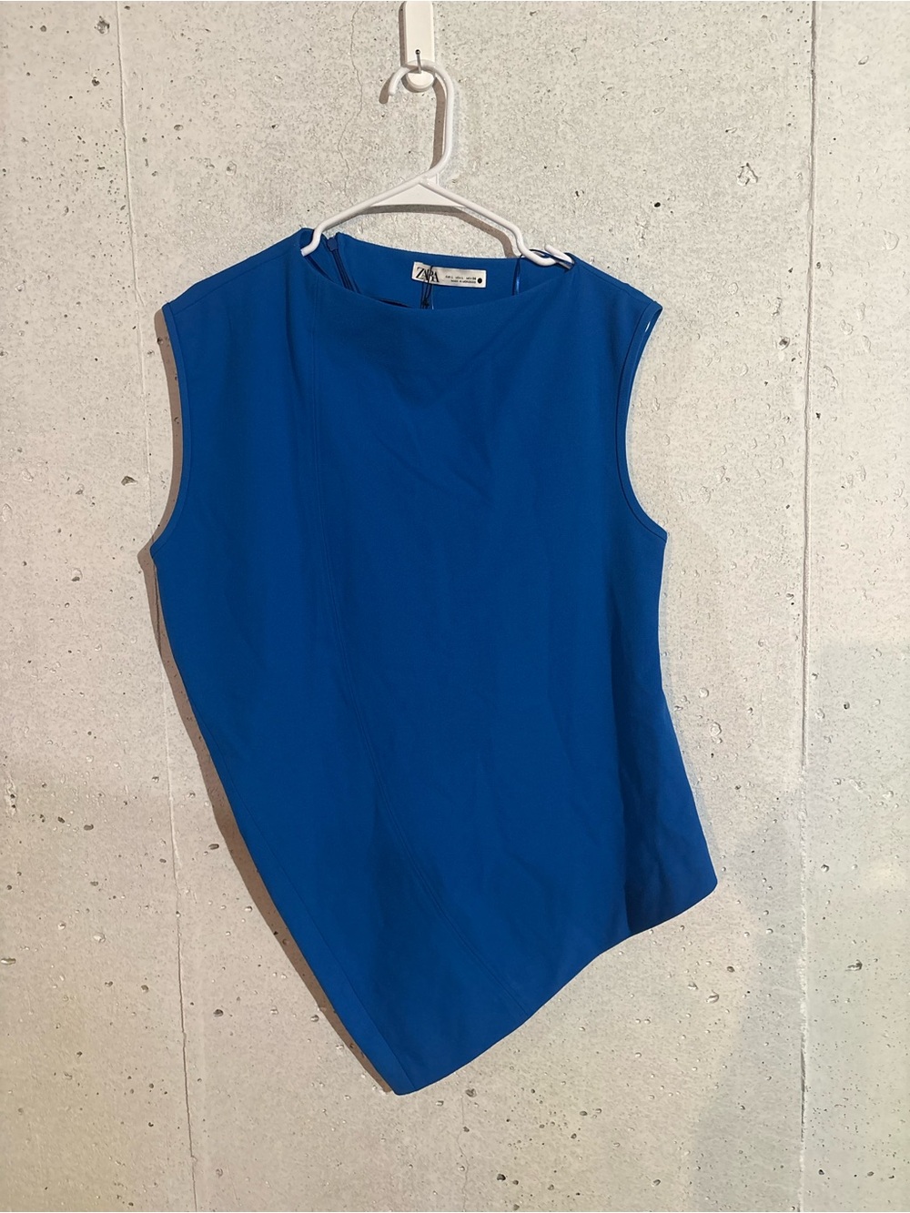 NWT ZARA Cobalt Blue Asymmetrical Sleeveless Top | Size: Large